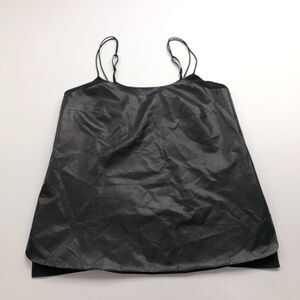 Vince Leather Silk Tank Top XS Womens Pullover Tank Top Two Tone Black MINT HRJ